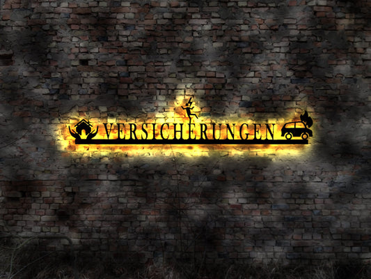 Leuchtschild Versicherung Versicherungen LED Leuchtreklame Schild  insurance neon sign Neonreklame no Blechschild Werbung Autoversicherung