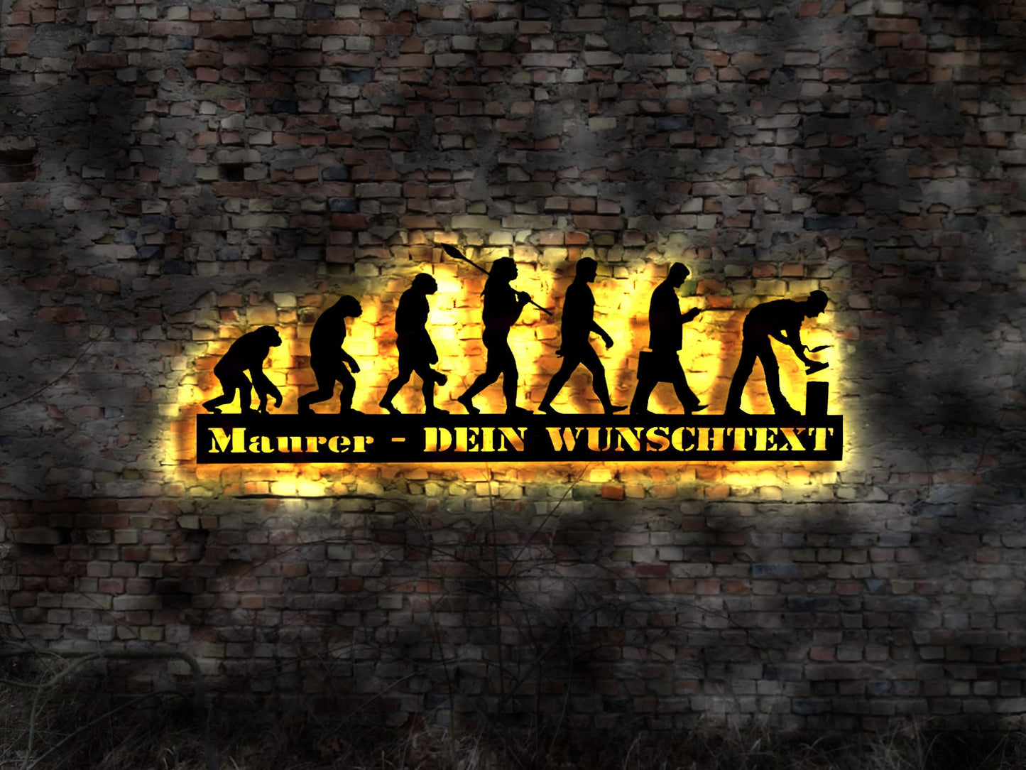 Maurer Evolution  T-shirt Kelle Schuhe Wappen Fahne r Deko Leuchtreklame LED Aufkleber Logo Buch Firmenschild  Wunschtext Company sign