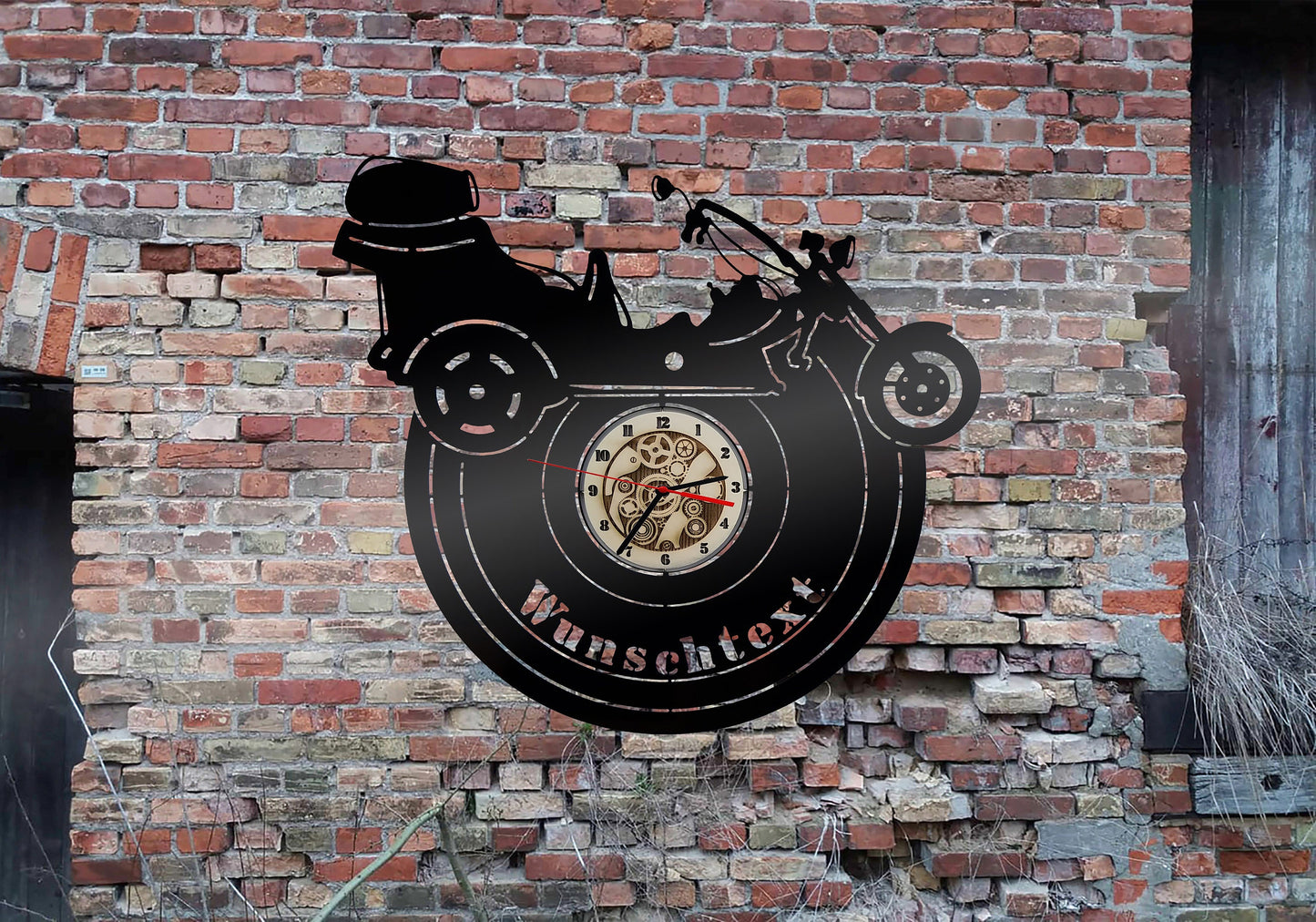 Wanduhr Uhr Holzuhr Uhren Ziffernblatt Trike Quad Bike Chopper Motorrad Biker Aufkleber Buch Werkzeug Bausatz Deko Buch Bike
