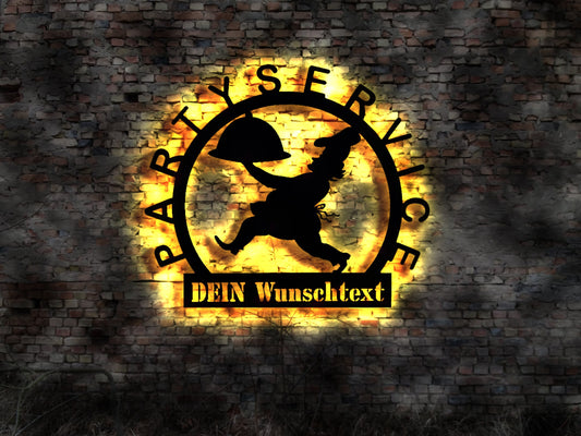 Leuchtreklame  Partyservice Feier Party  Schild  Grill Imbiss  Leuchtreklame Leuchtschild sign Neonreklame Poster Bild Plakat LED Barbeque