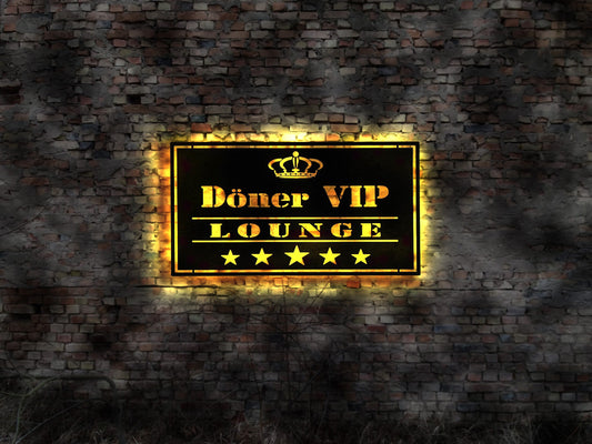 LED Wandbild Deko Fast Food Döner Doner Schild Aufsteller Werbung Werbeschild Spieß Kebab Leuchtschild LED Deko Drehspieß VIP Lounge