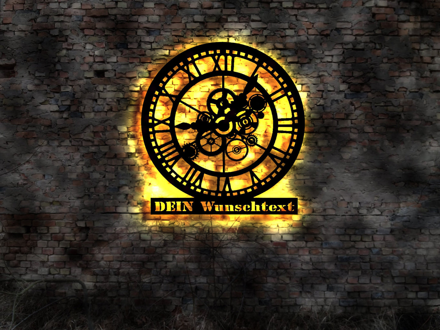 LED Wandbild Bild Silhouette Uhrmacher Uhr Firmenschild sign Wanduhr Armbanduhr Uhren Uhrwerk Zahnräder Zahnrad Taschenuhr Uhrzeit Zeiger