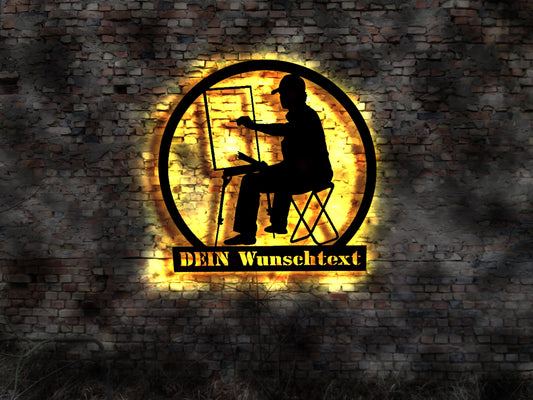 Leuchtreklame LED Schild Künstler Maler Zeichner  Bild Motiv malen zeichnen Personen Gesichter Landschaftsmaler Ölgemälde Zeichnungen sign