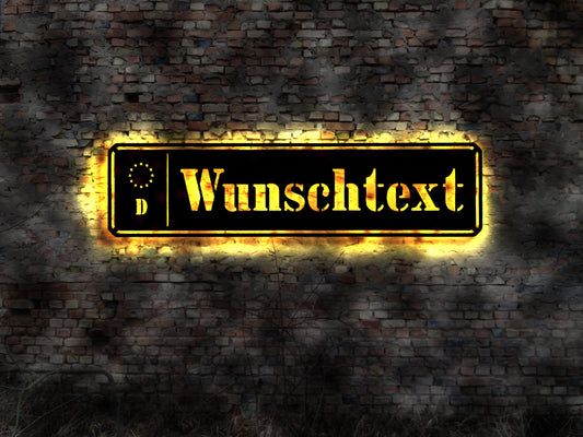 Leuchtreklame Schilder KFZ Kennzeichen Nummernschild Rohlinge Maschine Zulassung Zulassungsstelle Behörde Schild Leuchtschild Werbung