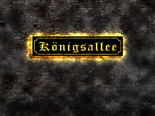 Leuchtreklame Schilder Königsallee Vintage Look Schild Strassenschild Straßenschild no Emailschild Holzschild