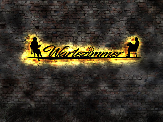 LED Wandbild Schild Wartezimmer Warteraum Arzt Tisch Zeitschriftenhalter Deko Sprechzimmer Wartezimmerstuhl Spielzeug Dekoration Bilder Wand