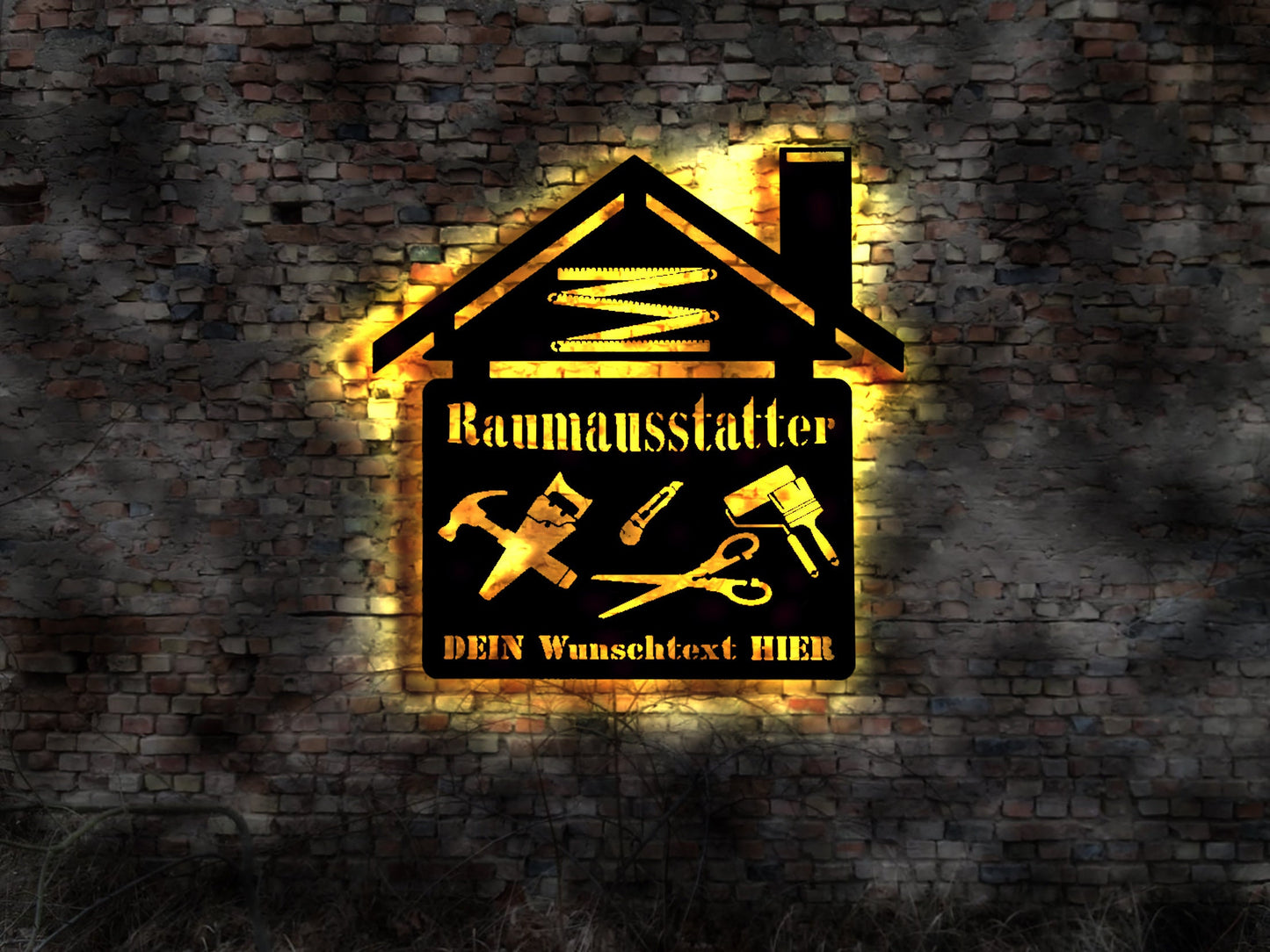 LED Wandbild Bild Silhouette Raumausstatter Raumausstattung Aukleber Gardinen Bodenbeläge Plisses Raumgestaltung Malerareiten Logo Emblem