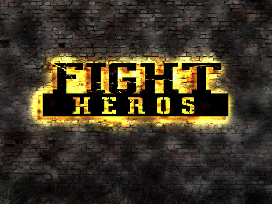 Leuchtschild Schild Limited  Aufkleber Sticker sign Tattoo Aufnäher Fahne Aufsteller  Neonreklame  Neonröhre Fight Heros Kampfsport Schule