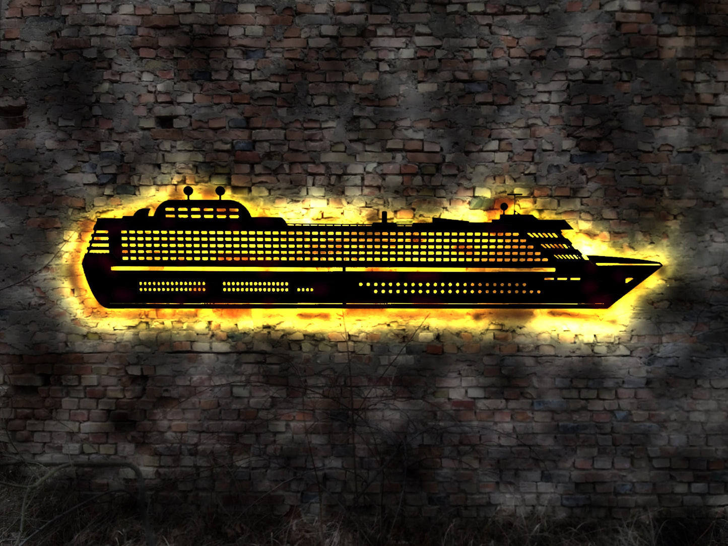 LED Wandbild Schiff Dampfer Boot Urlaub Kreuzfahrt Kreuzfahrschiff Seegelboot Bild Holz Holzbild Gemälde Kunst