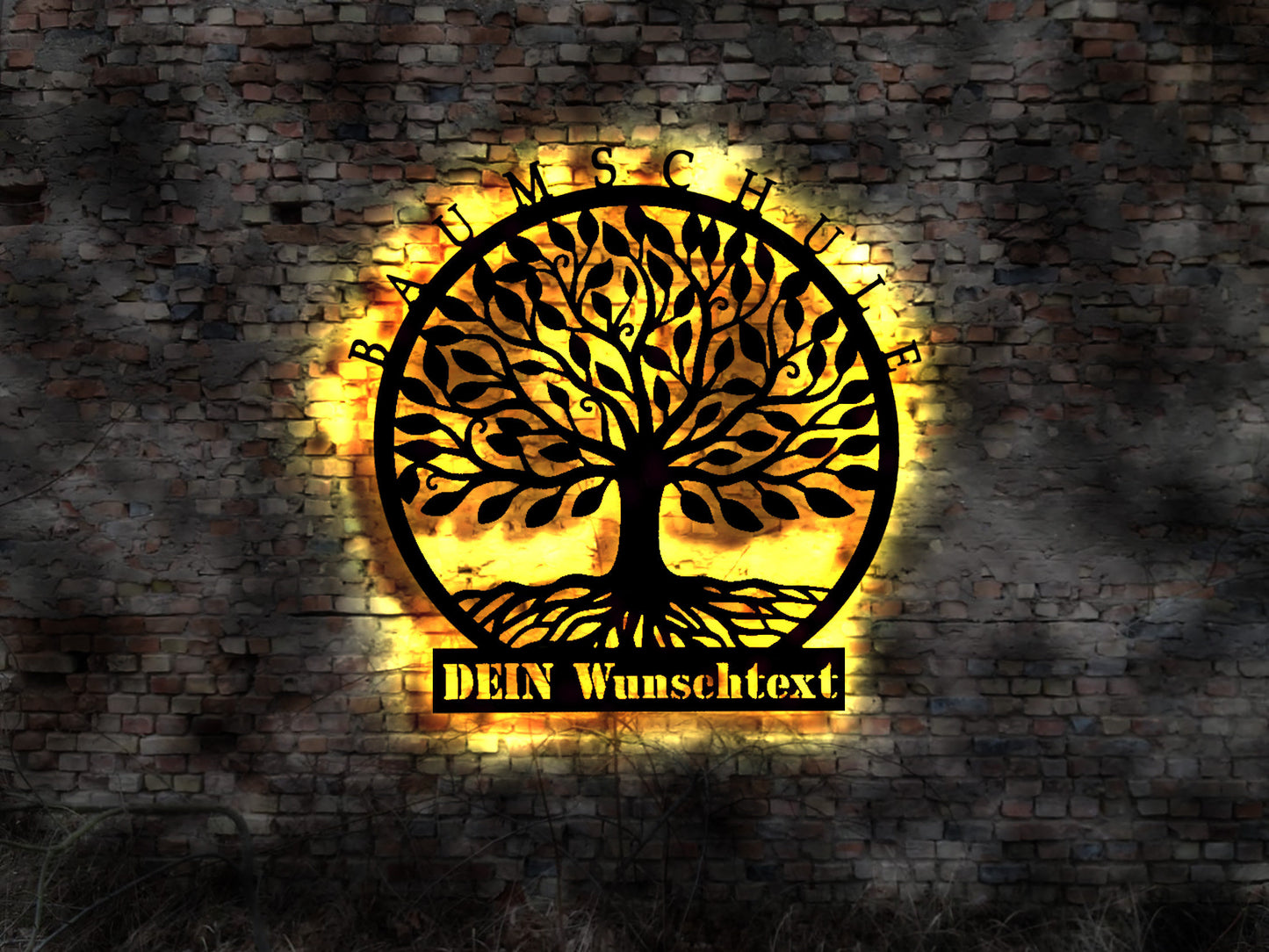 Leuchtreklame Logo Schild Baumschule Baum Bäume Strauch Stäucher pflanzen Gärtnerei Gärtner Stauden Gartengeräte umgraben Bewässerung