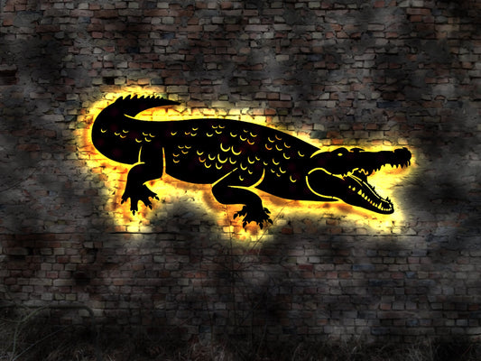 LED Wandbild Leuchtschild Krokodil Neon sign Leuchtreklame Schild  no Aufkleber Sticker Wandbild