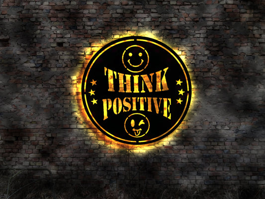 Leuchtreklame Think Positive Schild LED sign Werbegeschenk Geschenkidee Neonreklame Leuchtbild Wandbeleuchtung indirekt