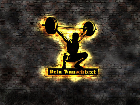 LED Wandbild Gewichtheber Langhantel Gewichte Gürtel Gewichthebergürtel Bandage Bodybuilding Trainingsgürtel Kurzhahnteln Hantelbank