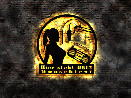 LED Wandbild Radio Kofferradio Studio Sender Antenne sign Leuchtreklame Schild Neonreklame Gerät Radiogerät Röhrenradio Röhre Radiosender