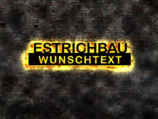 LED Wandbild Leuchtschild Estrich Estrichbau Estrichmaschine Firmenlogo Firmenschild custom  Estrichbauer Bauarbeiter Arbeiter Fließestrich