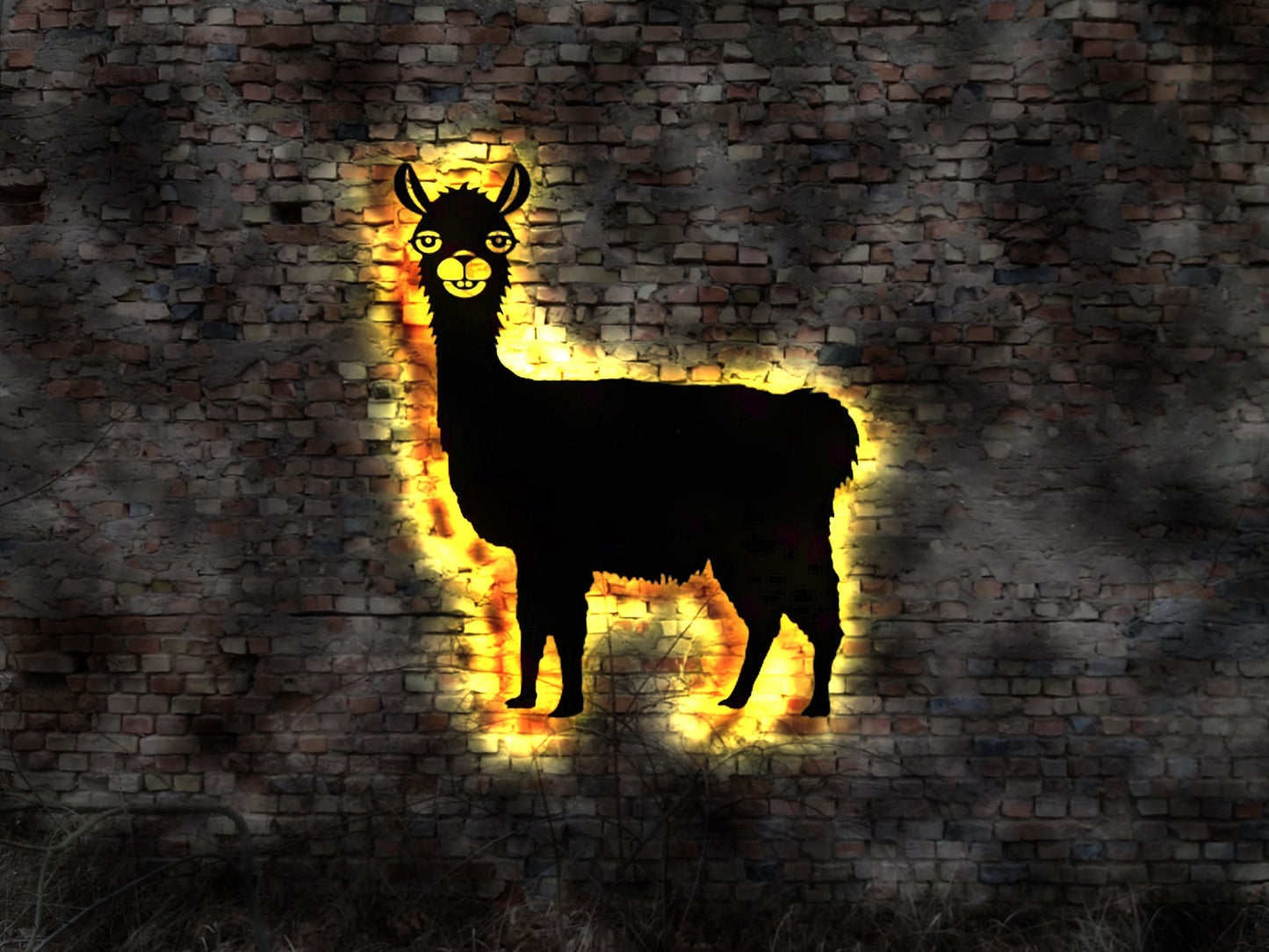 LED Wandbild  Alpaka Tiere Alpakas Zoo Schild Tierpark wilde Tiere Elefanten Giraffen Löwen Garten Tierpfleger zoologischer Artenschutz