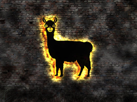 LED Wandbild  Alpaka Tiere Alpakas Zoo Schild Tierpark wilde Tiere Elefanten Giraffen Löwen Garten Tierpfleger zoologischer Artenschutz