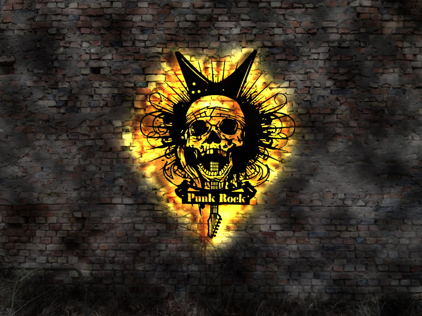 Punk Rock LED Wandbild Schild no tattoo Aufkleber Autoaufkleber Gitarre Album  Leuchtschild Schild LED Aufkleber Logo Buch Firmenschild