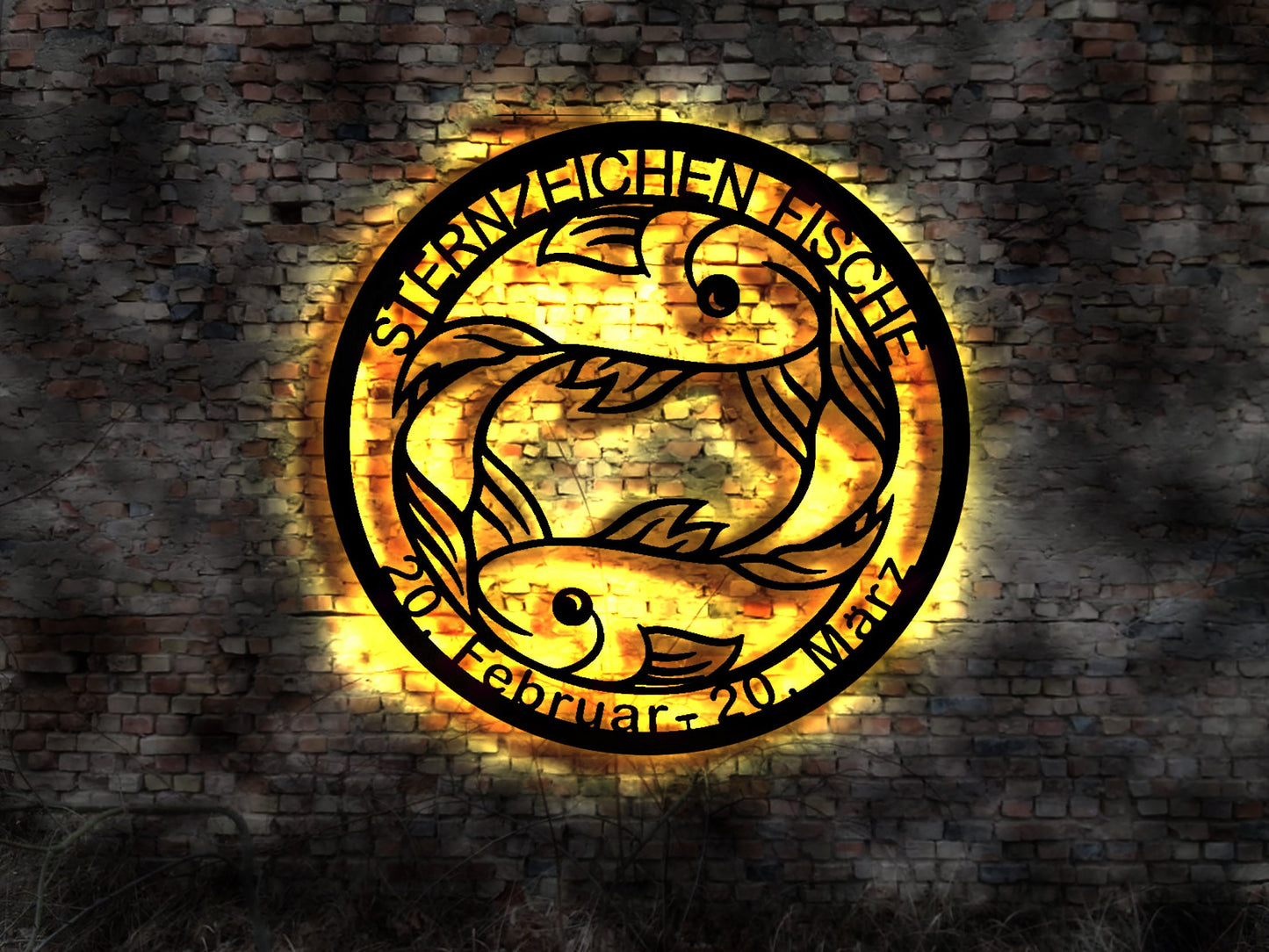 LED Wandbild Sternzeichen Horoskop Wandtattoo Aufkleber Neon Sign Fische Fisch Kette Halskette Tierkreiszeichen Schild signWandtattoo Bild
