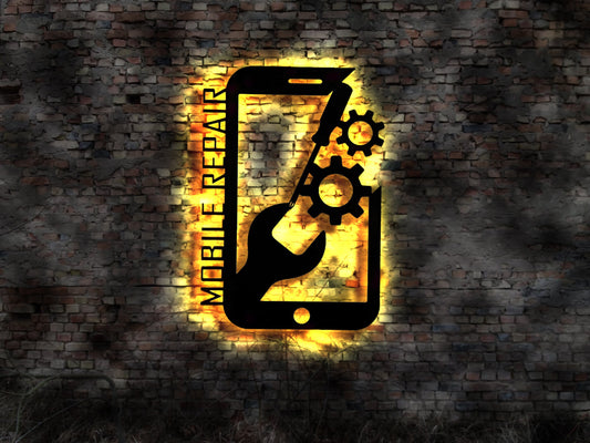 LED Schild Handy Leuchtreklame Smartphone Reparatur Laden sign Geschäft Deko Telefon Werkzeug Reklameschild no Emailschild Blechschild