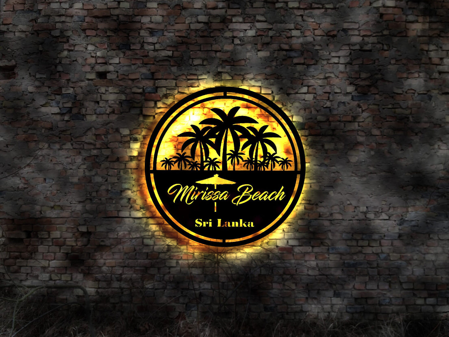 3D LED Deko Mirissa Beach Sri Lanka Reiseführer Wandtattoo Skyline Aufkleber Buch Island Silhouette Insel Urlaub buchen Reise