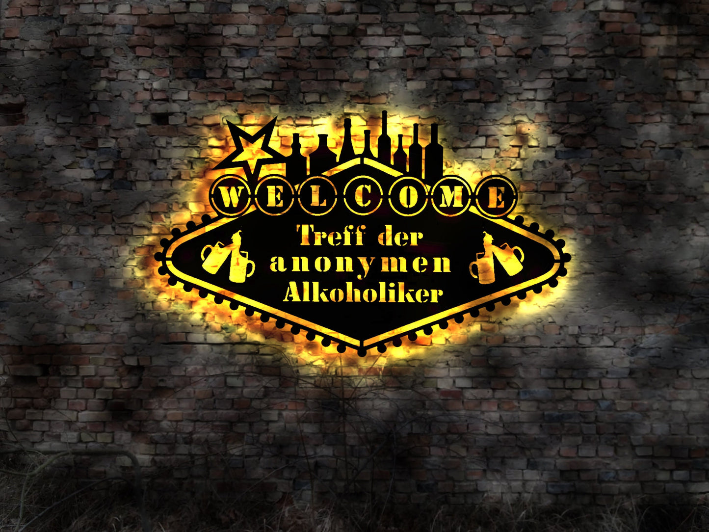 Schild Alkoholiker  Tresen Bier Wein Weinregal Stammtisch Bar Weinglas Retro Barschild sign Neon Saufschild lustig Geschenkidee Hochzeit