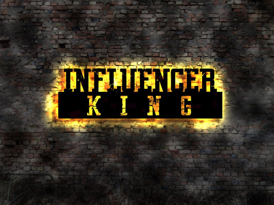 LED Schild Sign  Leuchtreklame Social Media King no Emailschild Blechschild Holzschild Influencer Beschilderung lustiges witziges Hinweis
