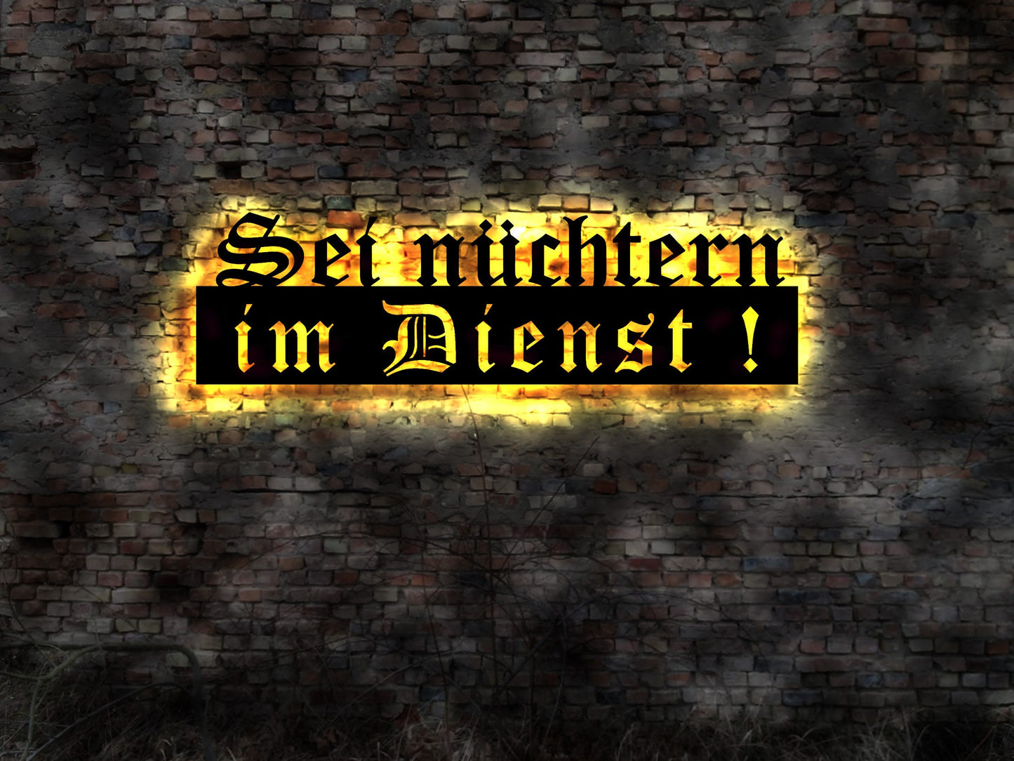 LED Deko Wandbild Schild Hinweisschild Sei nüchtern in Dienst Vintage alt gemachtes Schild alte Schrift no Blechschild Metallschild Deko