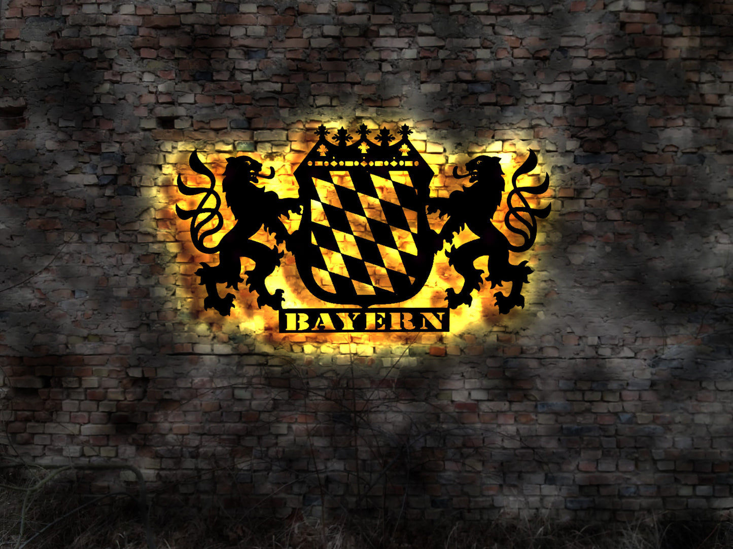 Bayern Wappen LED Leuchtschild no Glasdekor KFZ-Aufkleber Symbol Wandtattoo sign Freistaat Bundesland Karte Map Leuchtreklame Schild