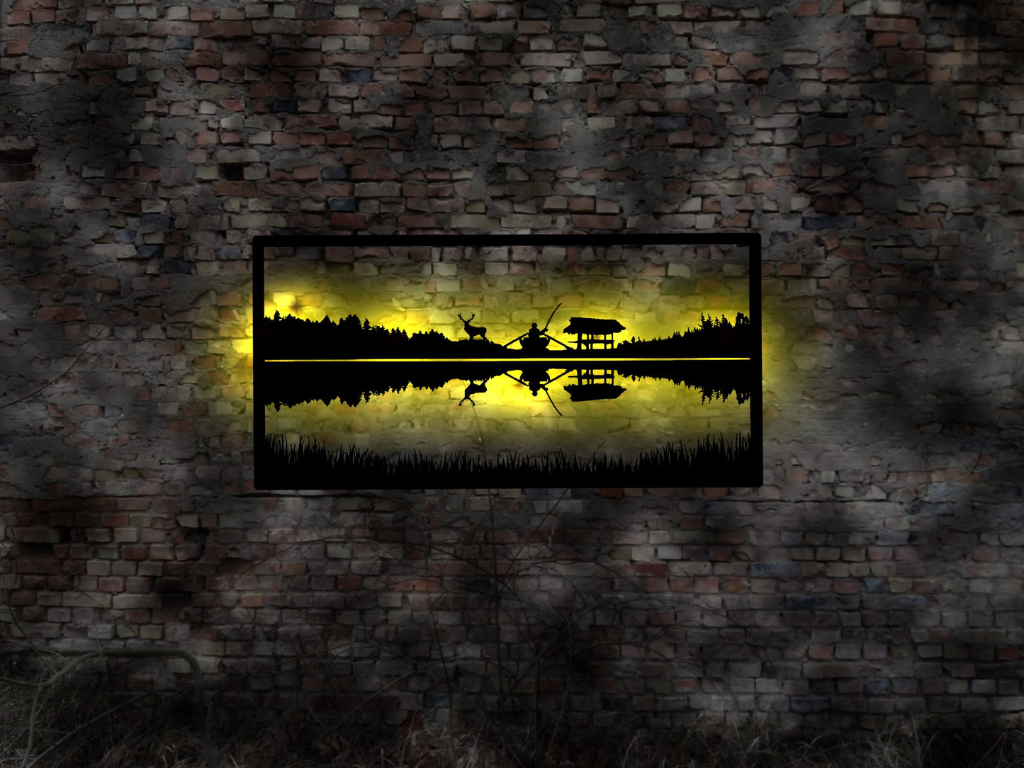 Skyline Abendstimmung Sonnenuntergang  LED Wandbild Holz romantisches Geschenk Romaniker Neonreklame Wandtattoo Reiseführer Silhouette