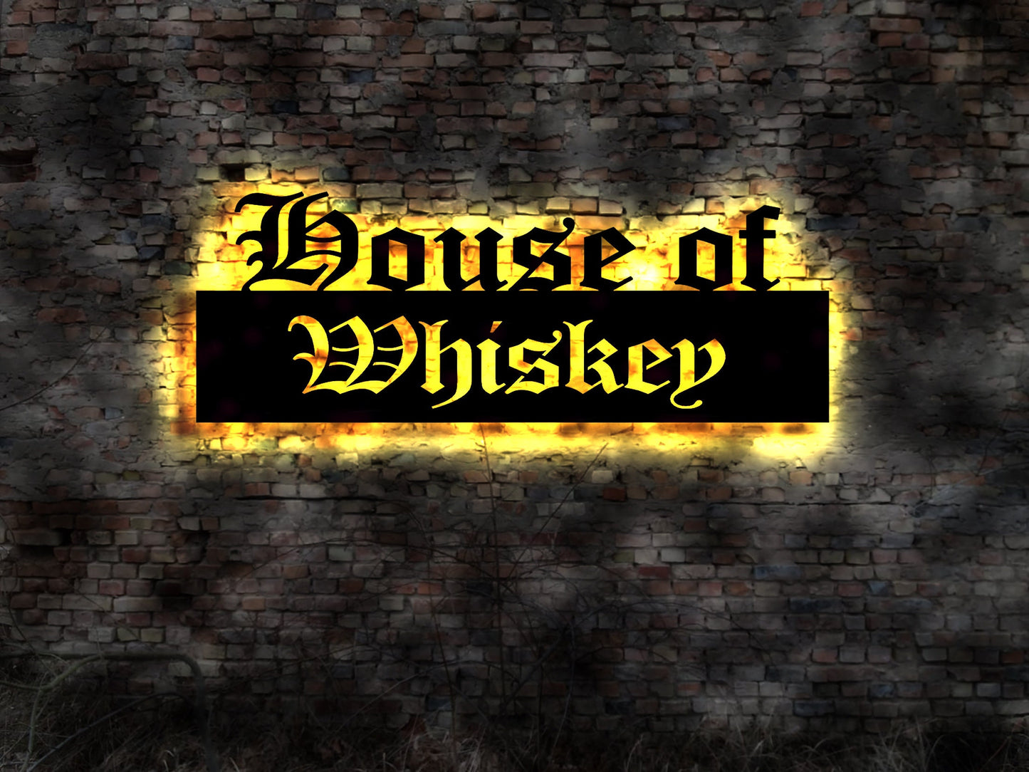Leuchtreklame House of Whiskey no Gläser Irish drink bottle Fass Bar Tresen Holzfass Whyskeyfass Sammler  Collection Whiski sign Schild