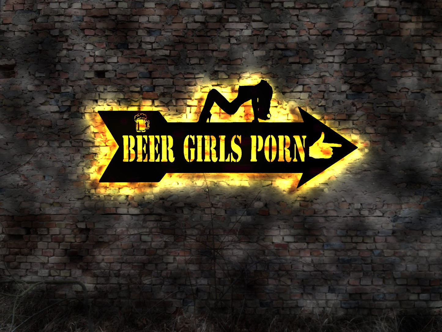 Beer Girls Porn Schild neon light LED Saufen Schild no Blechschild sign Saufgelage Sauferei Alkoholvergiftung Biertrinker Braumeister