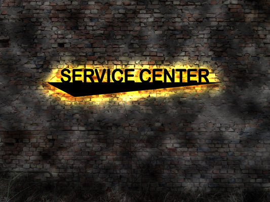LED Schild Holz Kundendienst Service Center Servicecenter no Blechschild Aluschild Neonreklame Leuchtreklame Servicecenter Leuchtschild sign