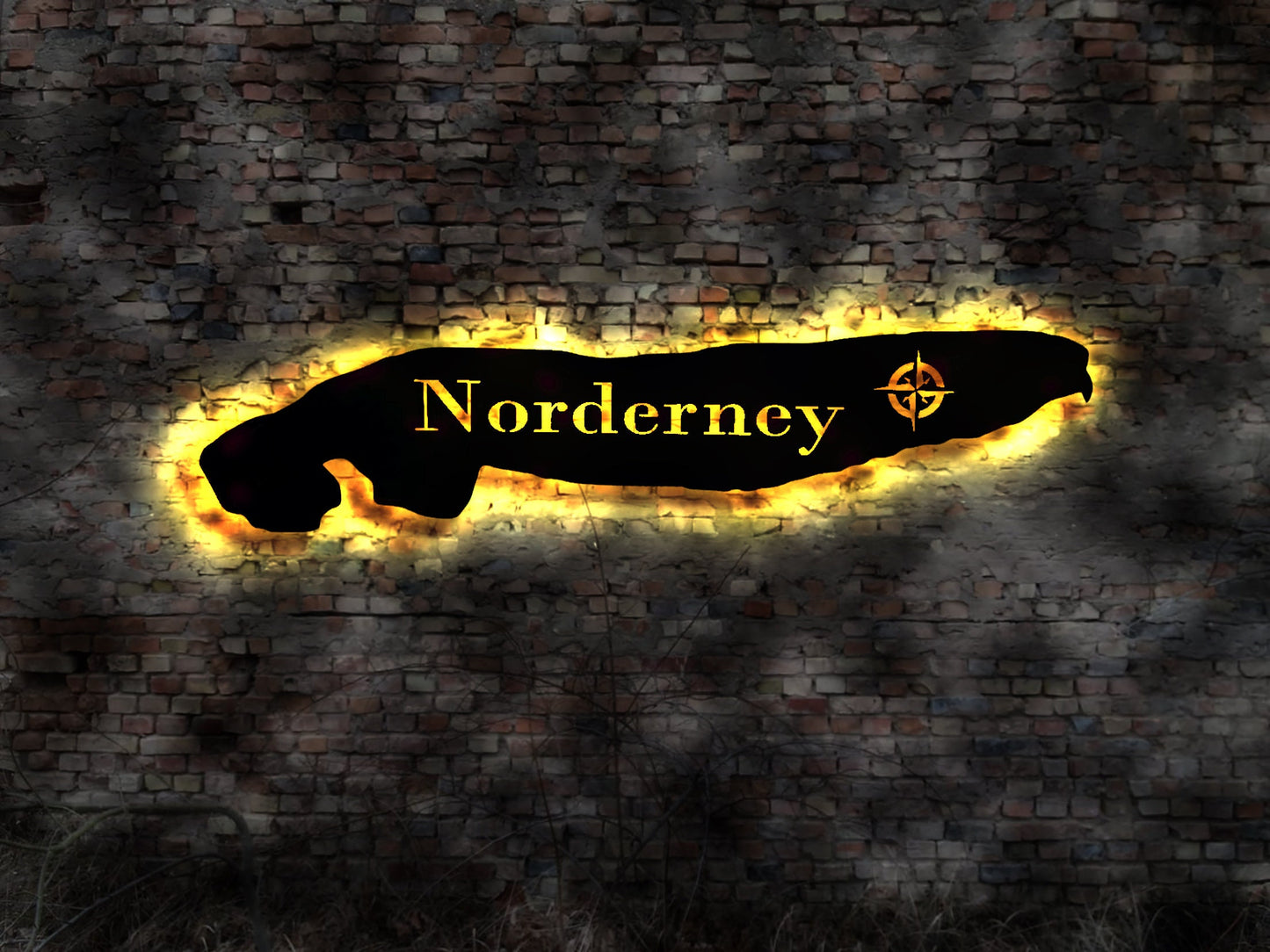 Skyline Norderney Ostfriesland Wattenmeer Holz Stadt AK Karte Map Wandsticker Leuchtbild Neonreklame Wandtattoo Reiseführer Silhouette