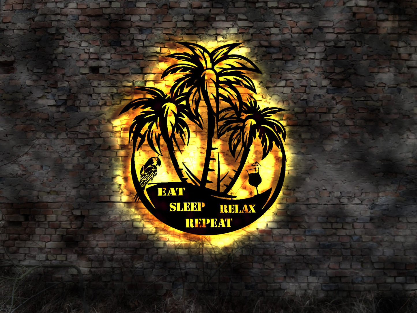 Eat sleep relax repeat Lounge Leuchtreklame no Neon sign Neonreklame Leuchtschild Bardeko Bar It's 5:00 somewhere Barschild Loungeschild