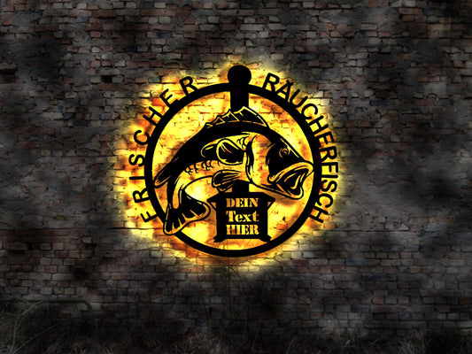 Räucherfisch geräuchert Räucherofen Fisch räuchern Anleitung  Aufkleber Wandtattoo Aufkleber Buch Schild LED Fischladen Fischrestaurant