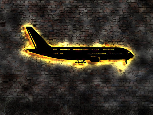 LED Wandbild Flugzeug Verkehrsflugzeug Pilot Reisebüro Schild Aufsteller Neon Modell Cockpit Modellflugzeug Bild AK Neonreklame Ait Plane