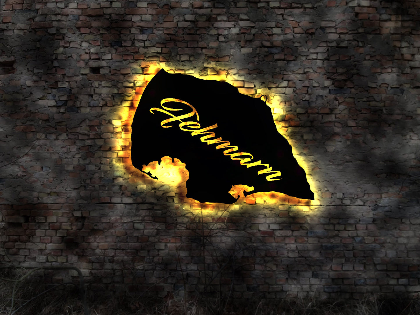 Skyline Fehmarn Nordsee  Urlaub  LED Wandbild Holz Stadt AK Karte Map Wandsticker Leuchtbild Neonreklame Wandtattoo Reiseführer Silhouette