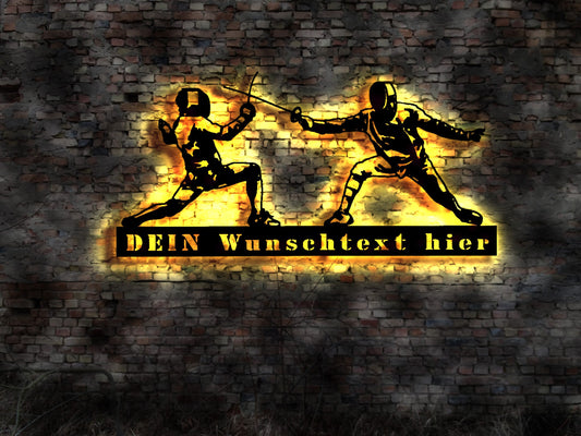 LED Wandbild F Kampfsport Kampfsportler Fechten