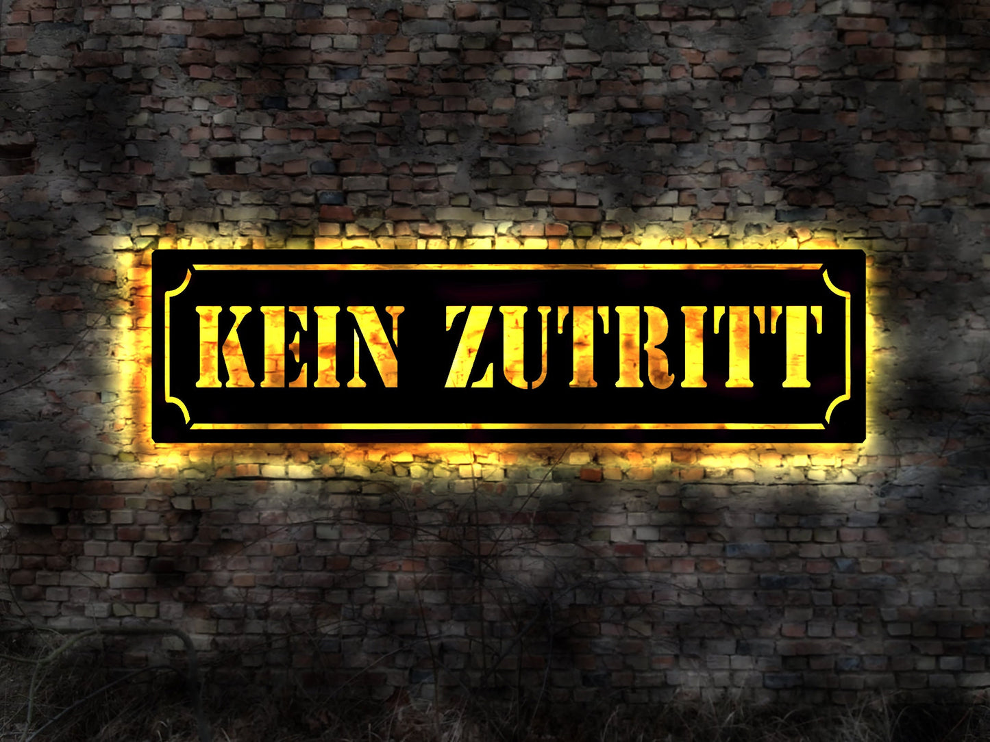 LED Wandbild Holz  Kein Zutritt verboten Hinweisschild Verbotsschild Warnschild Beschilderung Pfeil
