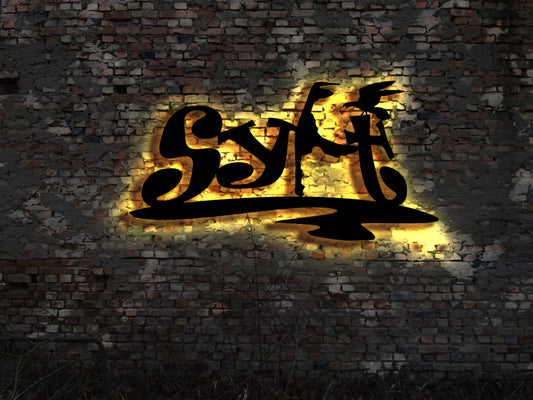 Skyline Insel Sylt Nordsee Urlaub LED Wandbild Holz Stadt AK Karte Map Wandsticker Leuchtbild Neonreklame Wandtattoo Reiseführer Silhouette