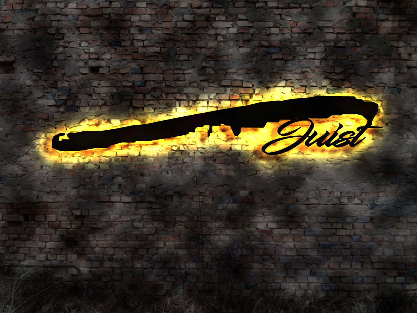 Skyline Juist Holz  Leuchtbild Neonreklame