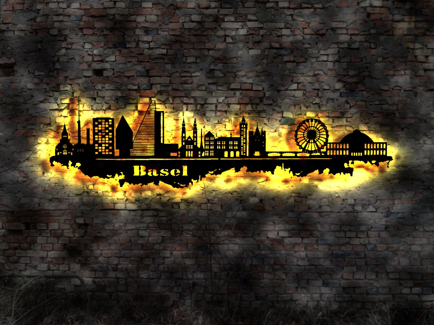 3D LED Bild Skyline Silhouette Basel Stadt no Aufkleber