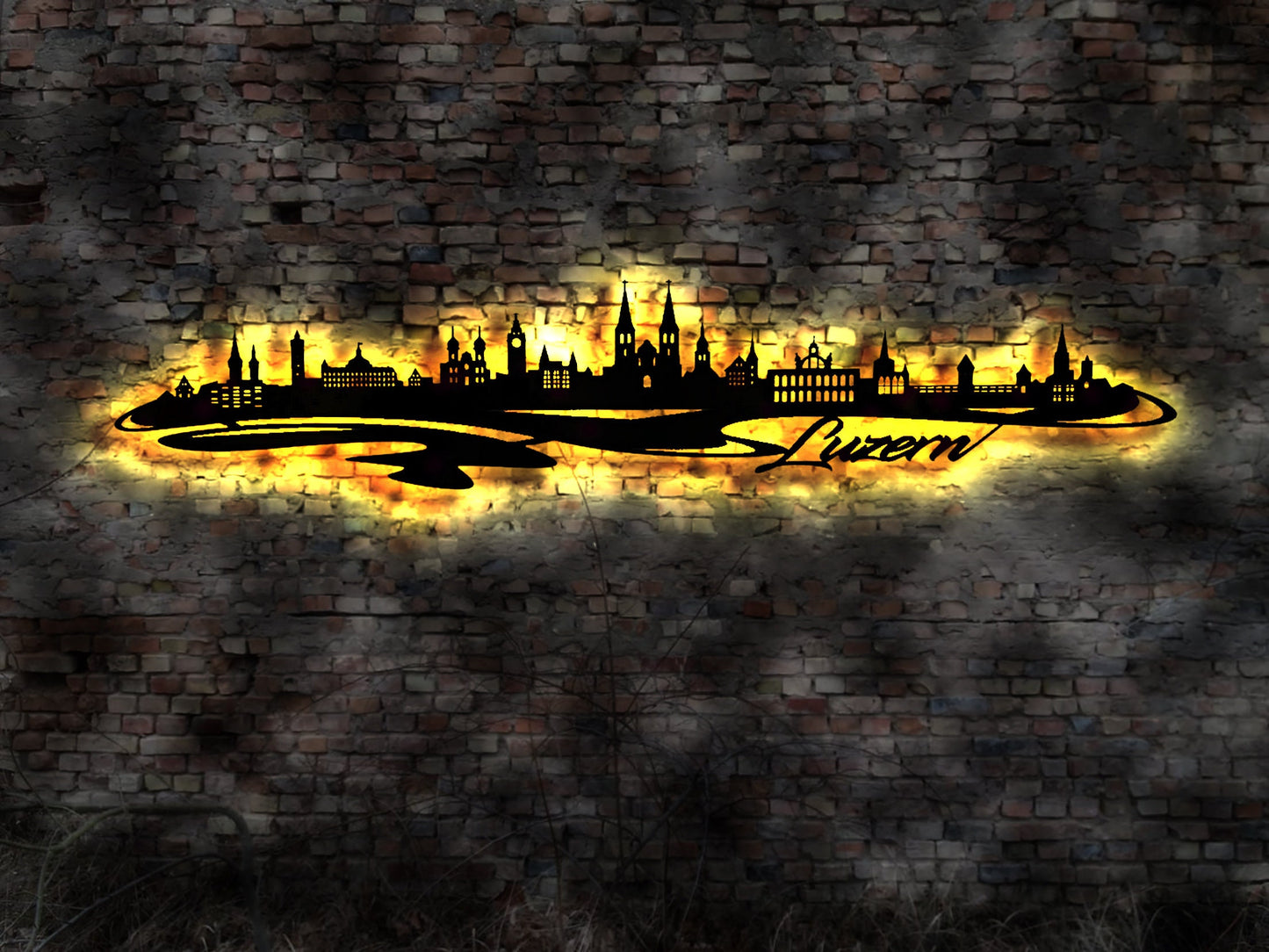 3D LED Bild Skyline Silhouette Luzern Stadt no Aufkleber