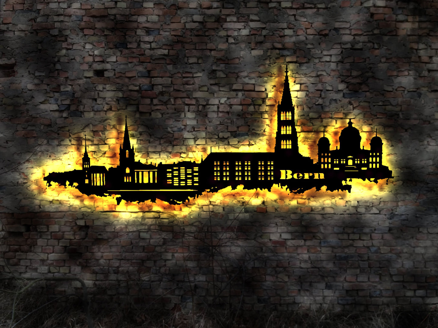 3D LED Bild Skyline Silhouette Bern Stadt no Aufkleber