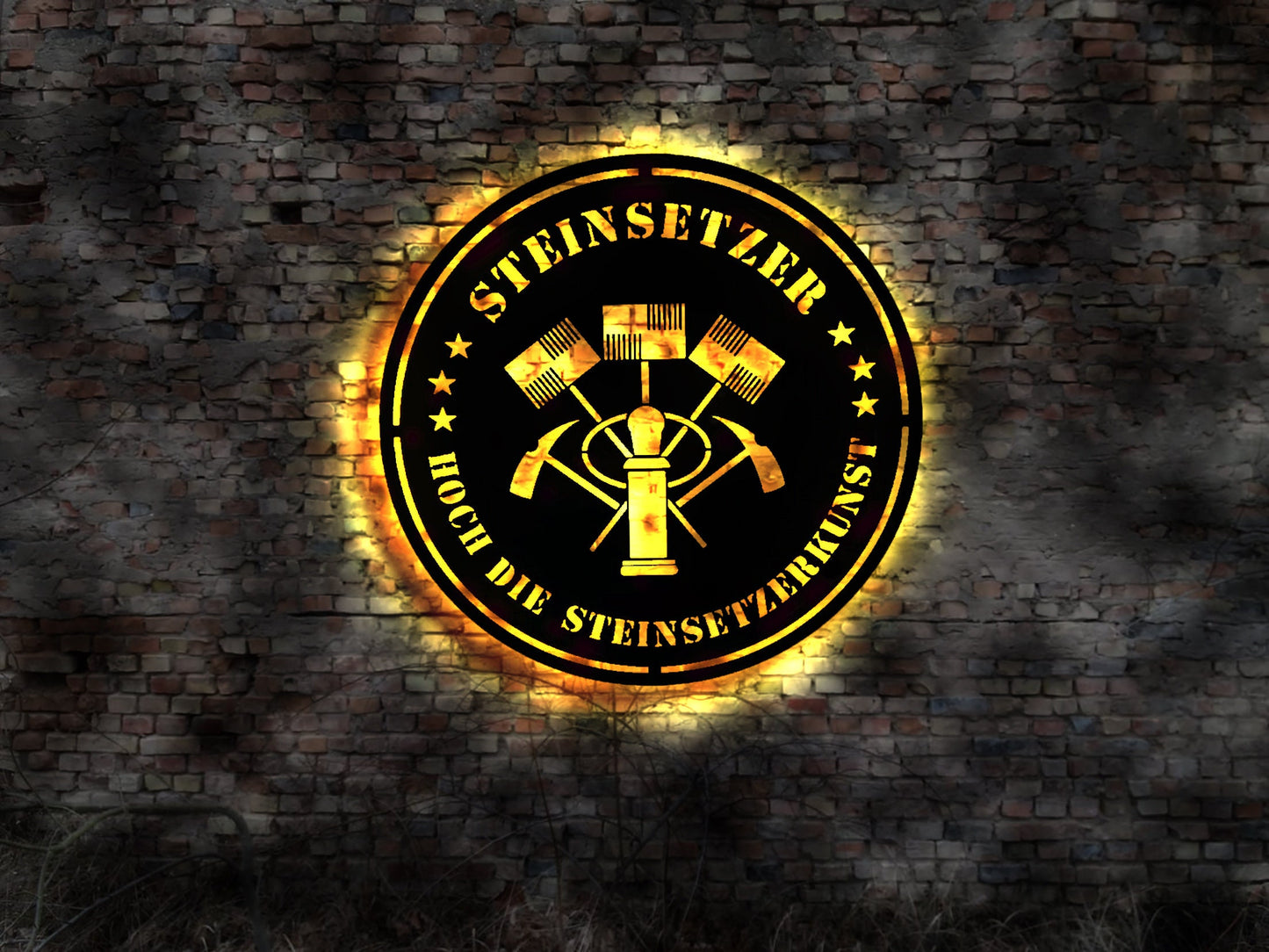 Steinsetzer Kunst Schild LED Logo Wappen