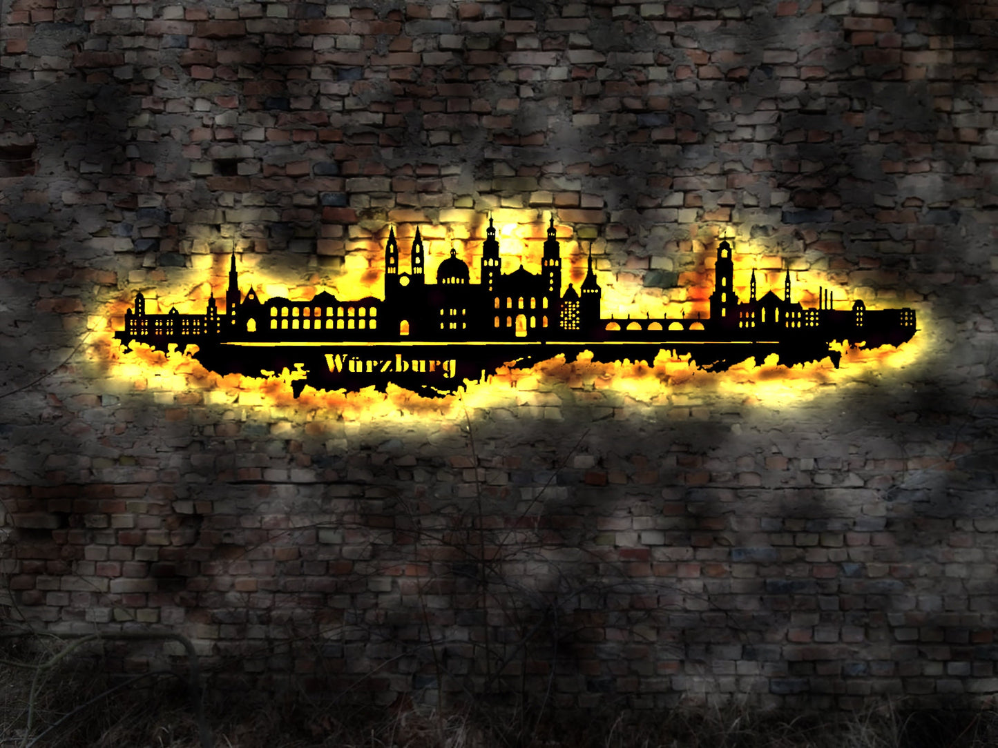 Skyline Würzburg LED Wandbild Holz Stadt AK Karte