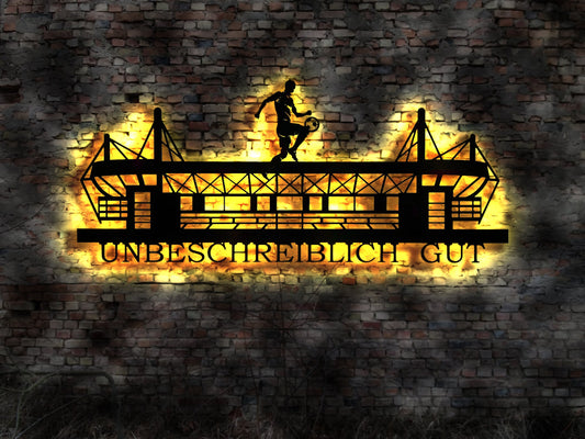 Skyline Dortmund LED Wandbild Holz Stadt AK Karte Map Stadtplan Wandsticker Leuchtbild Neonreklame Wandtattoo Reiseführer Silhouette