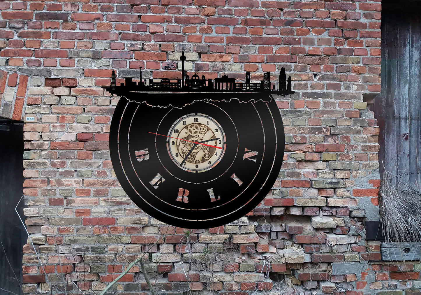 Wanduhr Uhr 3D LED Deko Skyline Berlin Holz Silhouette Wandtattoo Aufkleber Sticker Wandbehang Kuckucksuhr Armbanduhren Laden Store