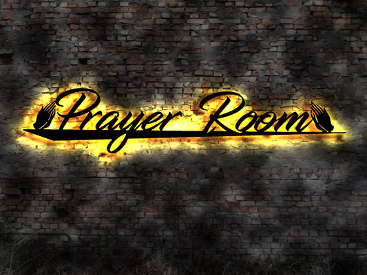 LED Schild Prayer Room Pray Gebet beten Gebetsraum Gebetsteppich Kreuz